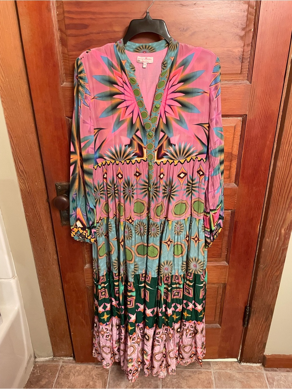 Siddhartha Bansal Mixed Print Button Front Maxi Dress - Picture 4 of 9